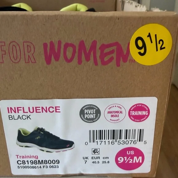 Brand new”RYKA influence”sneakers for women.Size-9,5,color-black/lemon/white.🖤💚🤍 - Picture 12 of 12